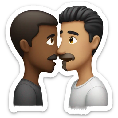 Two guys kissing. One younger and one a little older. The younger one is more brownish with black hair te other one is more white with dark brown hair sticker