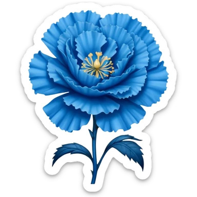 a tattoo design featuring a life like blue carnation flower without the stem and the number 14 sticker