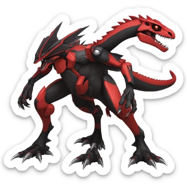  Cool Edgy Black Red Digimon-Fakemon-Guilmon-Velociraptor-Dragon-Mecha full body sticker