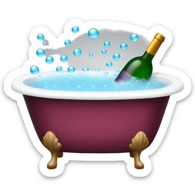 Bath tub with bubbles and wine  sticker