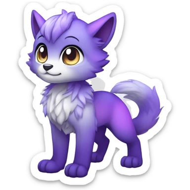 shiny, colorful, lilac-violet, gradient, Kemono-style, Chibi, Anthro-Fur-Sona-Fakémon, Full Body sticker