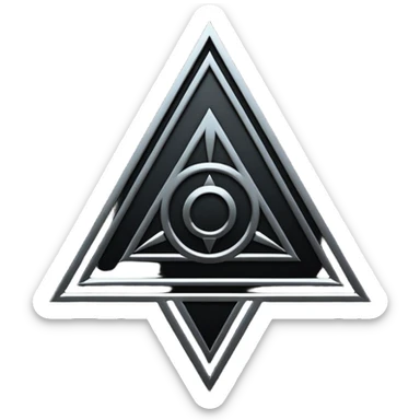 Emoji, dark futuristic occult sigil, symmetrical geometric shape, black metal, gothic cyber aesthetic, minimal flat design, sharp edges, centered, transparent background do not use any other colors but black sticker