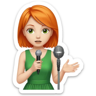 girl in blink green dress, orange hair, holding a mic



















 sticker