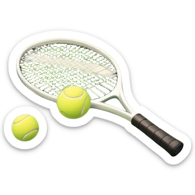 A tennis racket resting on the green grass of a tennis court, with a tennis ball placed nearby and the net stretching across the court. The background captures the fresh, open atmosphere of a traditional grass court, emphasizing the elegance and precision of the sport. sticker