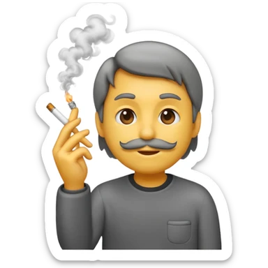 emoji holding a cigarette in his hand with smoke going up sticker