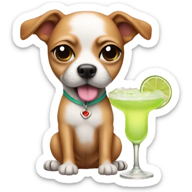 Dog in a bikini with a margarita sticker