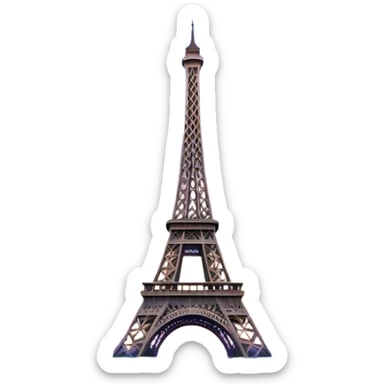 Cinematic Realistic Eiffel Tower Landmark Emoji, featuring the iron lattice structure illuminated against a twilight Parisian sky sticker