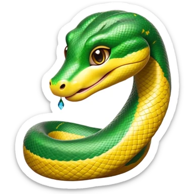 cinematic-cute-anaconda-portrait-emoji,-head-tilted-playfully-and-inquisitively,-with-a-sleek,-shimmering-body-adorned-with-detailed-scale-patterns-and-round,-sparkling-eyes-full-of-wonder,-simplified-yet-irresistibly-adorable-features sticker