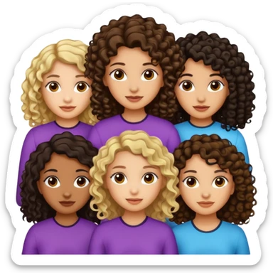 Make a group of girls with 2 light skin girl with dark brown hair and then make one curly dark hair with tan skin but not to tan and make the last one light skin with dark hair with blonde streaks of highlights sticker