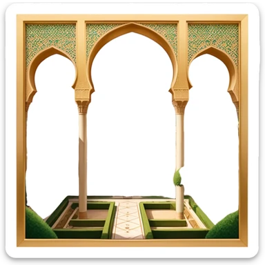 ​Cinematic Realistic Alhambra, depicted as a panoramic, zoomed-out view of the entire majestic Moorish palace complex with intricate arches, expansive courtyards, and lush gardens, bathed in soft golden lighting that highlights its opulent historical beauty, sticker