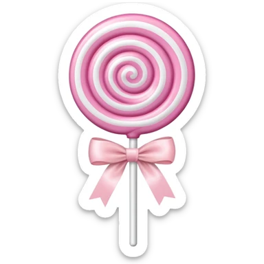 Light pink lollipop with white swirls and a light pink bow on the stick  sticker