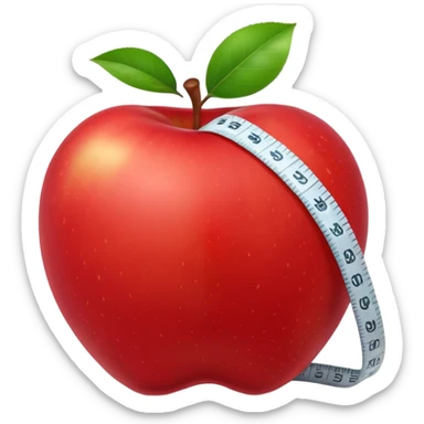 apple with a measuring tape sticker