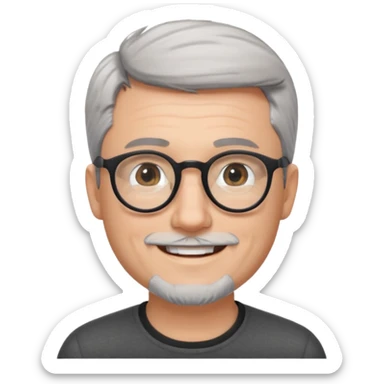 homme blanc cheveux gris court lunettes rondes noir et petite barbe  sticker