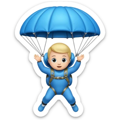 Skydiving baby with parachute and UFO blue sticker