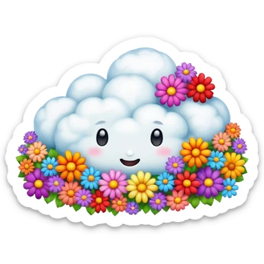 A fluffy cloud made entirely of colorful flowers sticker