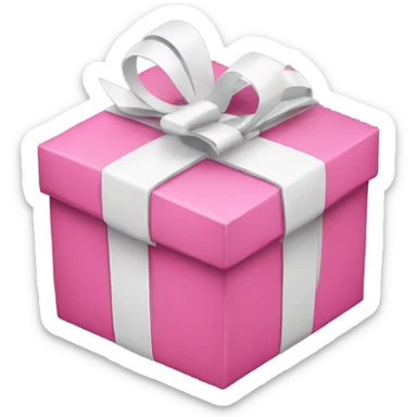 pink present box with white bow sticker