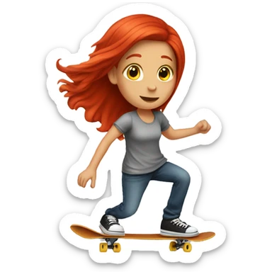 A red hair girl do skateboarding  sticker