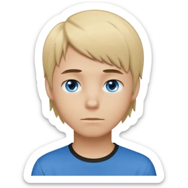 boy with blonde hair emo, shirt color brown, and blue eyes sticker