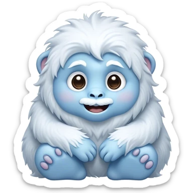 Cinematic Cute Yeti Portrait Emoji, with a charming, small, fluffy form in soft snowy whites and cool blues, featuring big, innocent eyes and a shy, gentle smile, simplified yet irresistibly endearing, highly detailed with a soft glowing outline that captures the whimsical charm of a friendly yeti ready for a cuddle! sticker
