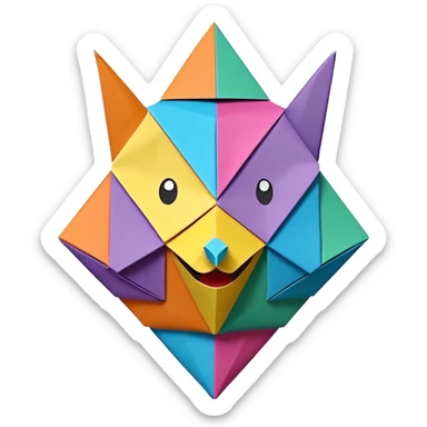 3D render of Piñata entirely of folded origami paper, sharp creases, cardboard texture, matte finish, visible paper grain, craft aesthetic,emoji style, isolated on white background --v 6.0 sticker