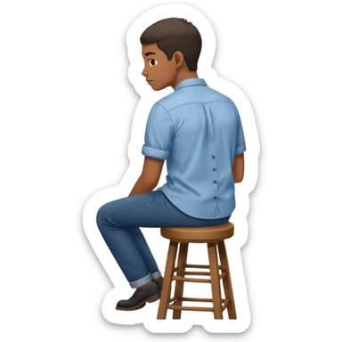 a person sitting on stool back head turn

 sticker