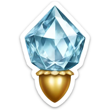 a Diamond Acorn, sparkling cut diamond, with stem of gold sticker