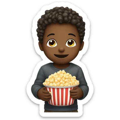 Toddler boy with popcorn sticker