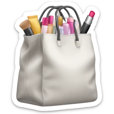 bag with cosmetics sticking out sticker