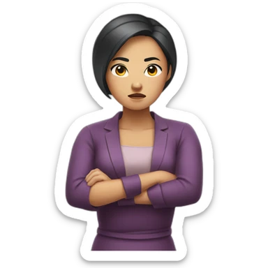 angry arms crossed asian woman sticker