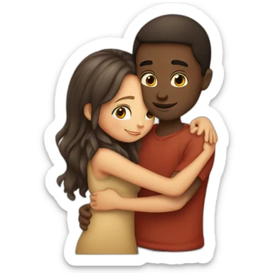 African 28 year old boy hugging a European 25 year old girl sticker