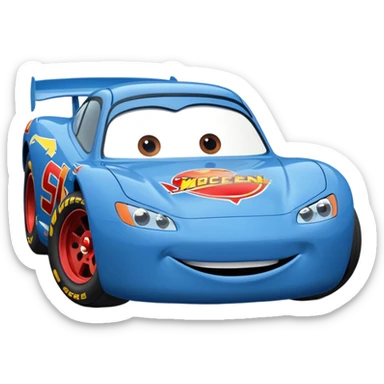 Lightning McQueen 95 blue race car smiling cartoon style sticker