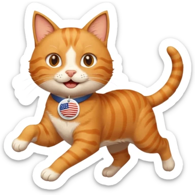 happy cat running for president with an "i voted" sticker sticker