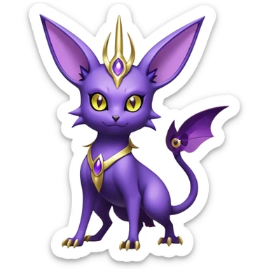 Shiny Exotic Badass Royal Divine Mysterious Gothic Noibat-Espeon-Pokémon-Fakémon-hybrid-creature (full body) sticker