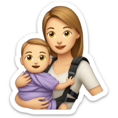 European Babywearing mom with baby ergo carrier sticker