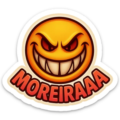 grin EVIL LOOk , Make it say "MOREIRAAA"" sticker