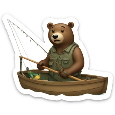 Bear fishing sticker