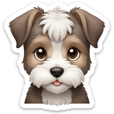 Brown and white schnauzer puppy sticker