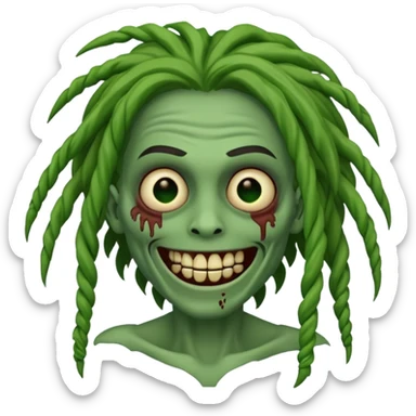 Make a image of a zombie with dreads make it like a emoticon not as sary sticker