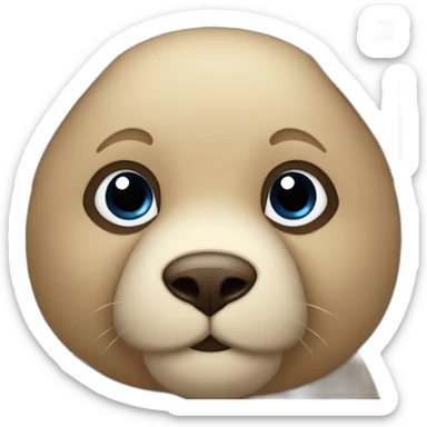 Ours en peluche bleu avec une tête beige deux petites oreilles sticker