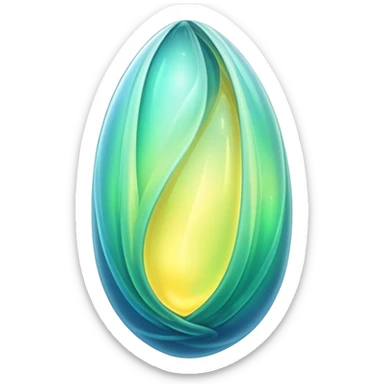 glowing green-blue ethereal magical cocoon with yellow magical aura, translucent, magical symbol, soft curves, gentle green-blue hues sticker