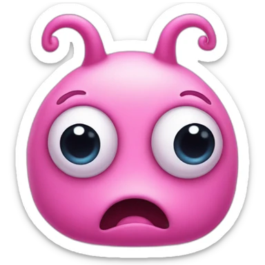 face of a pink creature whit four eyes, cute sticker