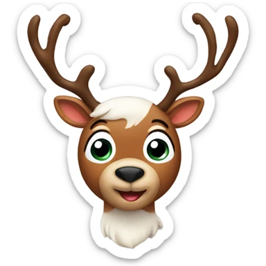 Cute reindeer with antlers and ears sticker