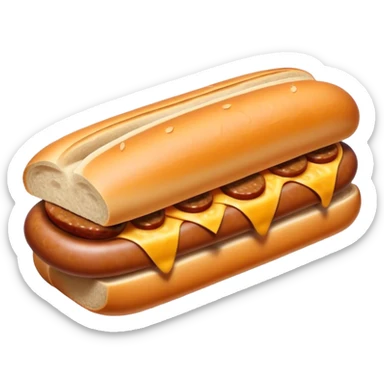 Sausage Sizzle Cinematic Realistic Sausage Sizzle Dish Emoji, depicted as a sizzling sausage tucked into a triangular slice of bread, rendered with rich textures and dynamic, warm lighting. sticker