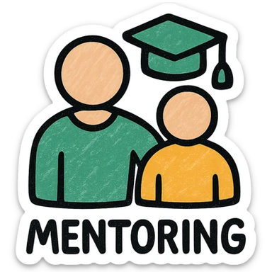 mentoring icon, minimalistic, green gold and white color scheme, clean lines sticker