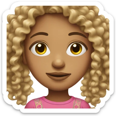 Mexican girl with curly hair and a pink nose ring  sticker