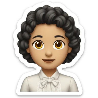 Niña morena cabello largo rizado sticker