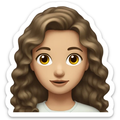 Russian brunette long wavy hair girl hazel eyes sticker