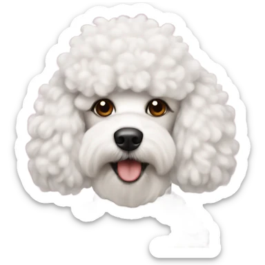 White fluffy poodle with reindeer antlers sticker
