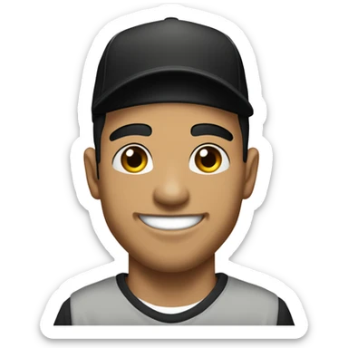 Create a smiley face emoji of Natanael Cano, a young Mexican singer known for "corridos tumbados." He has short black hair, dark brown eyes, and often wears baseball caps and streetwear. He has a relaxed, confident expression. sticker