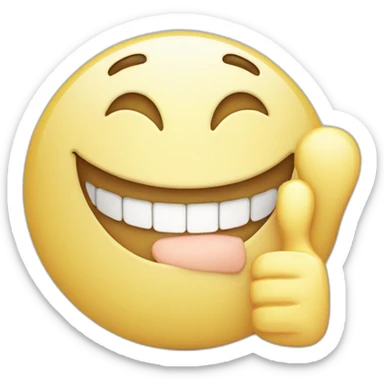 wide smile with teeth and thumbs up beside it sticker
